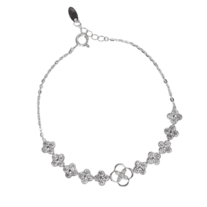 Lắc tay bạc xi hoa bốn cánh viền trơn thanh lịch - 3596