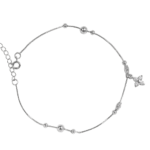 Lắc chân bạc xi mặt đá hoa 4 cánh và bi tròn thanh lịch – 3831