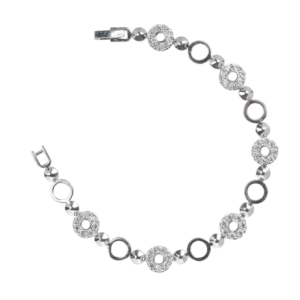Lắc tay bạc xi họa tiết 6 mặt tròn đính đá - 3839
