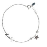 Lắc tay bạc chữ “Lucky” họa tiết sao may mắn – 3846