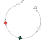 Lắc tay bạc S925 cỏ bốn lá sơn 3 màu cá tính – 3906