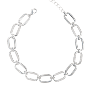 Lắc tay bạc S925 chữ nhật nối đá dăm - 3907