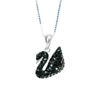 Dây chuyền bạc mặt dây thiên nga đính đá đen sang trọng - 3952