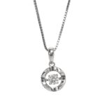 Dây chuyền bạc mặt tròn đính đá lấp lánh – 5294