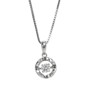 Dây chuyền bạc mặt tròn đính đá lấp lánh - 5294