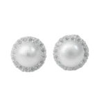 Bông tai bạc s925 ngọc trai viền đá – 768