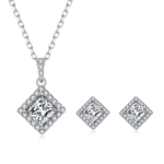 Set trang sức bạc S925 Moissanite Cắt Vuông – K0204