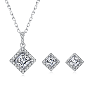 Set trang sức bạc S925 Moissanite Cắt Vuông - K0204