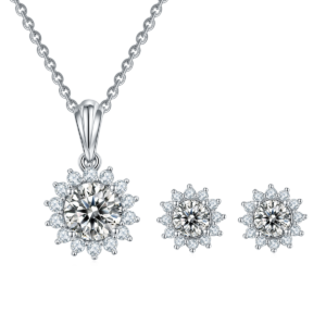 Set trang sức bạc S925 Moissanite Hoa Mặt Trời - K0207