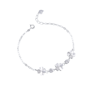 Lắc tay bạc S925 cỏ 4 lá đính đá thanh lịch - K0213