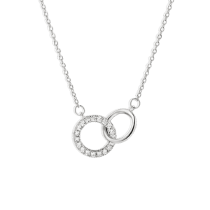 Dây chuyền bạc S925 hai vòng tròn đính đá - K0215