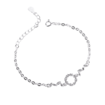 Lắc tay bạc S925 vòng tròn đính đá và lá – K0219