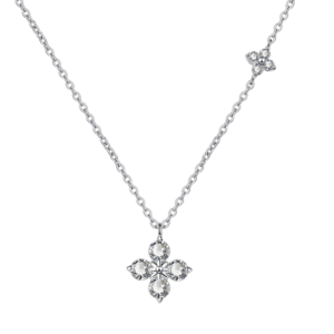 Dây chuyền bạc S925 hoa bốn cánh đính đá - K0222