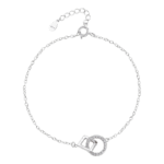 Lắc tay bạc S925 hình vuông và tròn đính đá – K0226