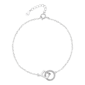 Lắc tay bạc S925 hình vuông và tròn đính đá - K0226