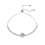 Lắc tay bạc dây rút đá S925 mặt tròn đính đá – K0232